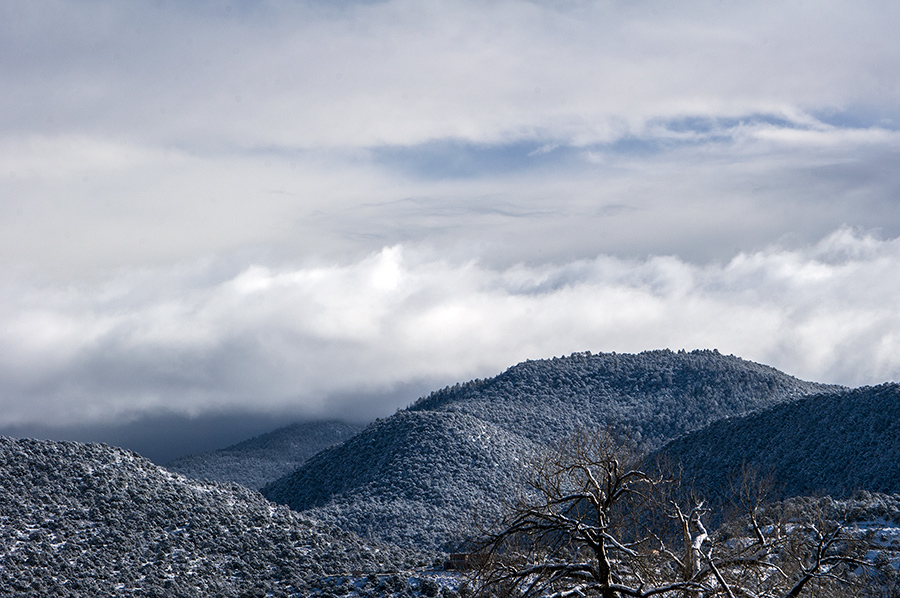 snowy hillsides SE of Taos, NM