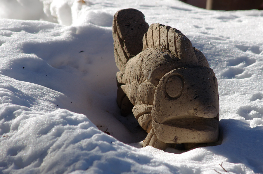 carved stone fish from Mexico