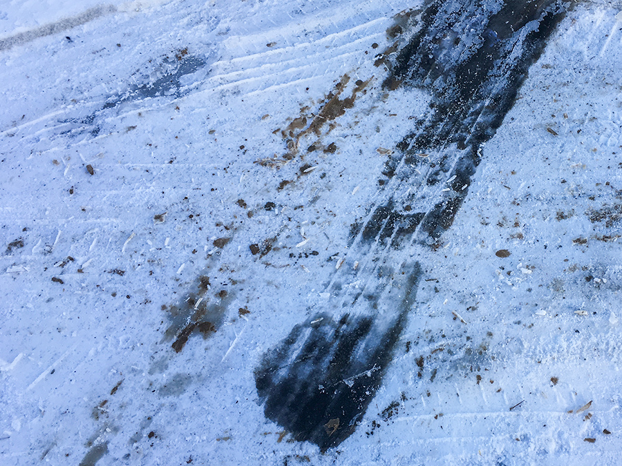 tire tracks in snow