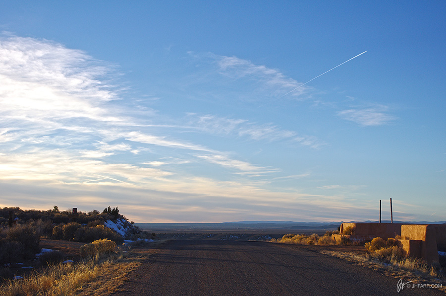 hilltop road near Taos, New Mexico