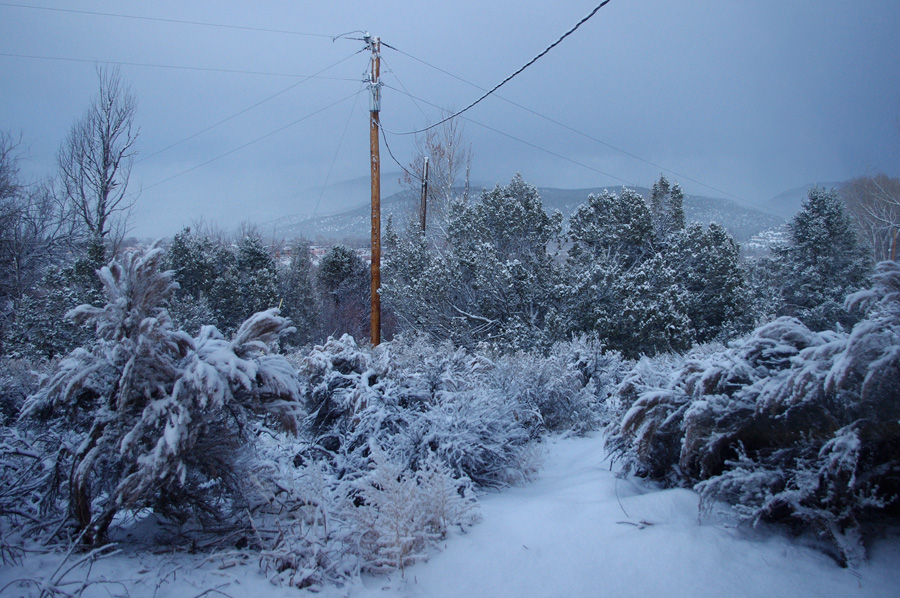 winter twilight after a snow in Taos