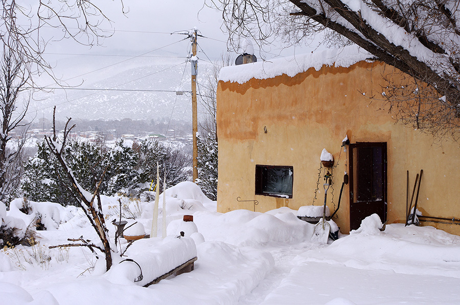 snowy adobe near Taos, NM