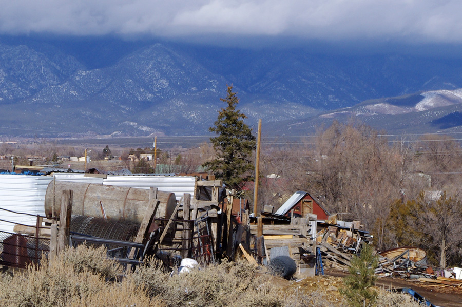 old wreck of a farm on the edge of the valley near Taos