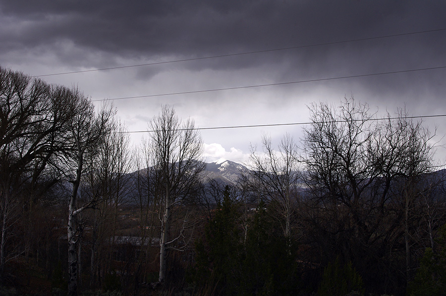 Rainy view of Taos Mountain