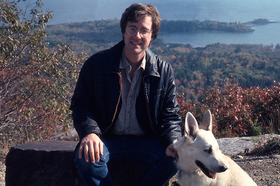 youngish John H. Farr with dog