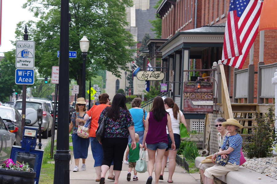 mystery grimaces in downtown Dubuque