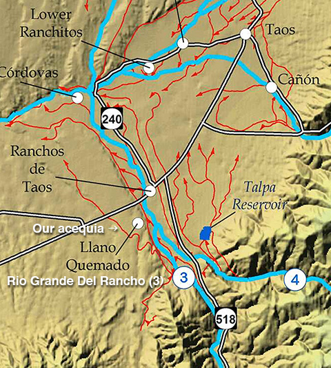 acequia map for Taos County