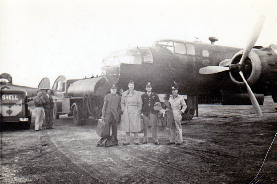 U.S. Army officers with B-25 during WWII