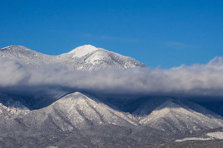 Taos Mountain in the snow and clouds