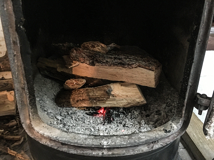open wood stove
