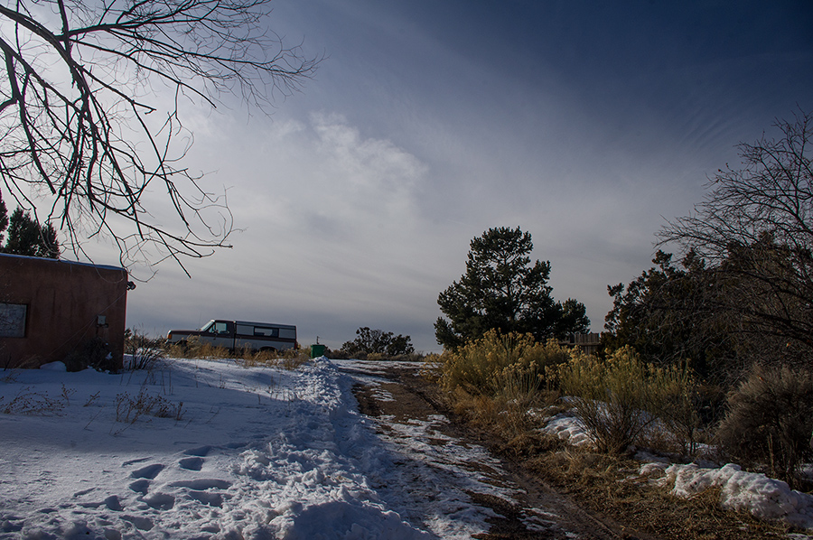 snowing Taos winter scene