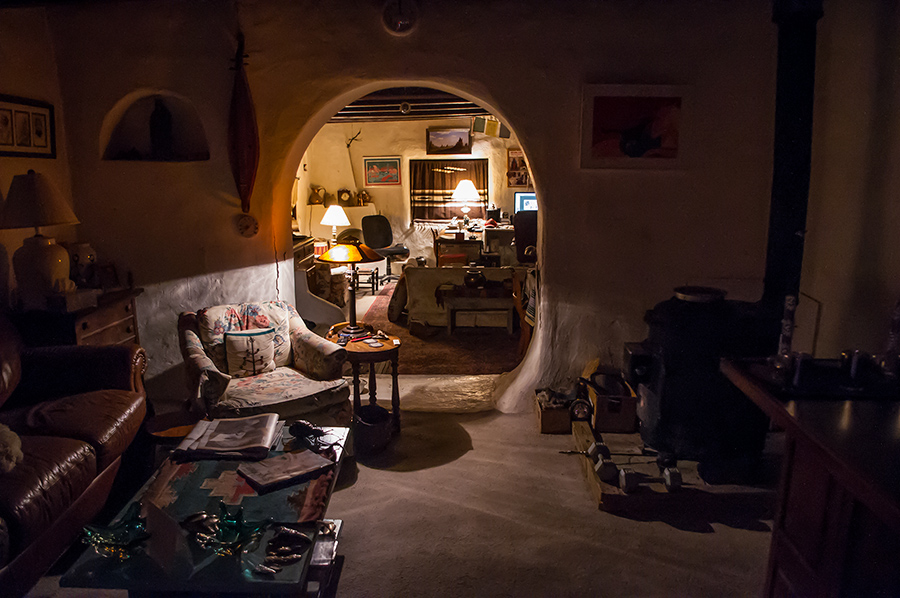 interior of old adobe in Taos, NM