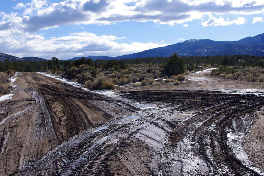 muddy Taos road
