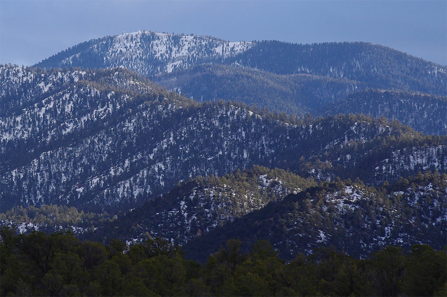 late afternoon light on ridges below  Picuris Peak