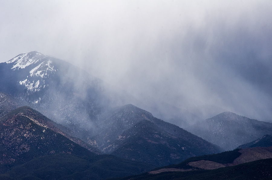 snow shower on Taos Mountain