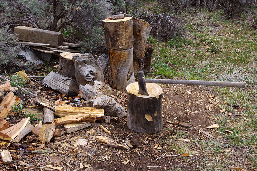 wood pile scene in Taos, New Mexico