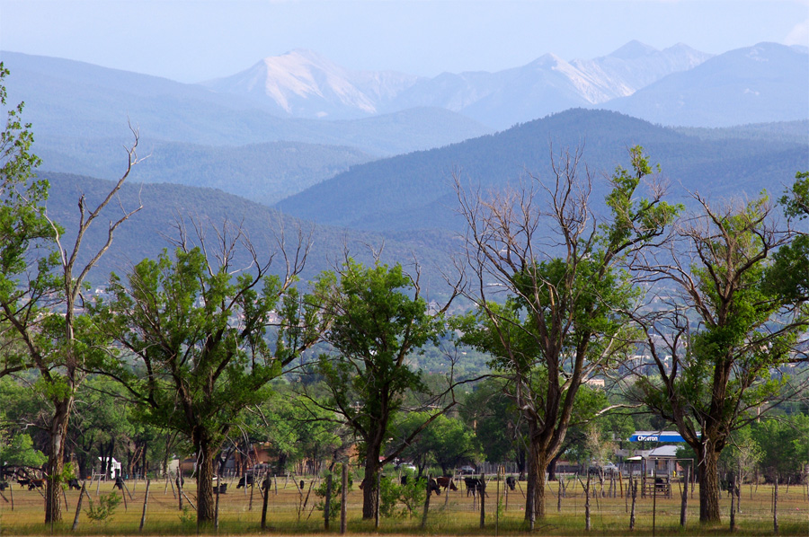 Truchas Peaks as seen from Taos Pueblo pow-wow grounds