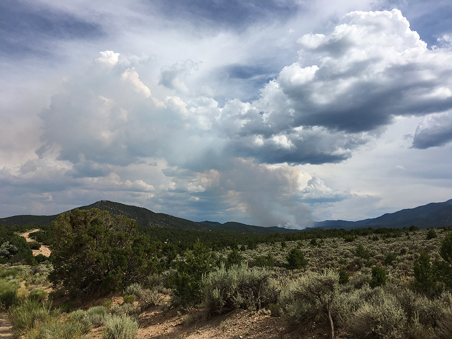 distant fire south of Taos