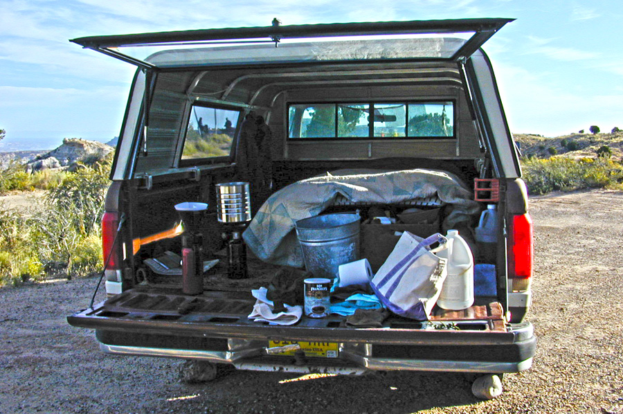 truck with camping gear